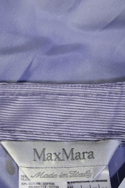 Max Mara Womens Cotton Satin Mid Rise Zip Up Pencil Skirt Lavender Size 14