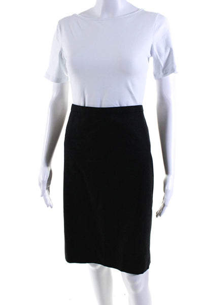 Armani Collezioni Womens Wool Mid Rise Knee Length Pencil Skirt Gray Size 10