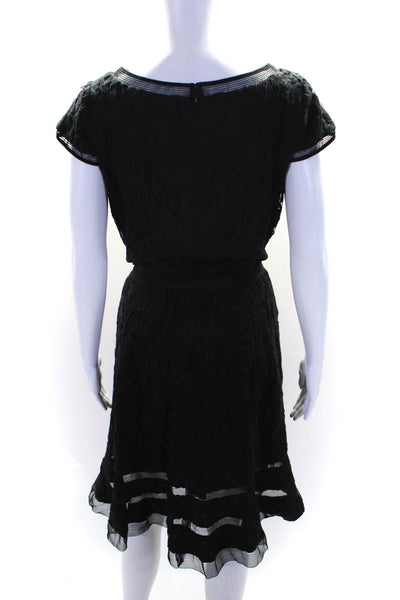 Adrianna Papell Womens Cotton Embroidered Short Sleeve Maxi Dress Black Size 12