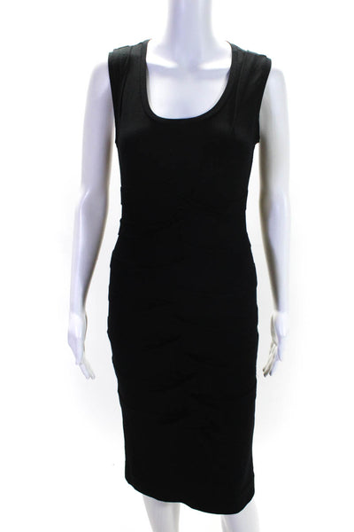 Artelier Nicole Miller Womens Jersey Knit Ruched Sleeveless Dress Black Size S