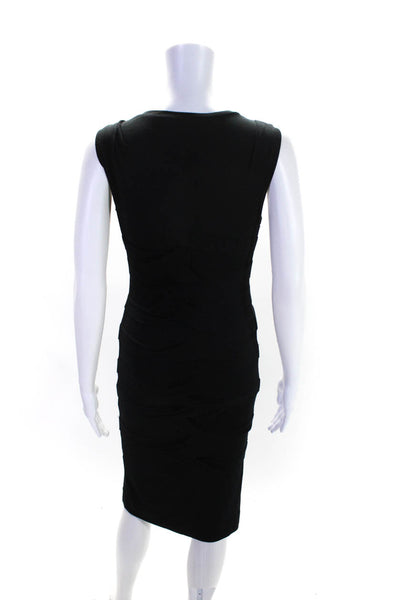 Artelier Nicole Miller Womens Jersey Knit Ruched Sleeveless Dress Black Size S