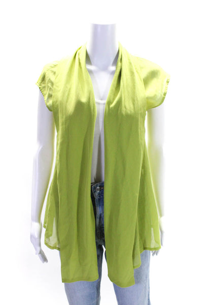 Versus Womens Collared Sleeveless Open Front Blouse Top Green Size EUR30