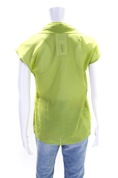 Versus Womens Collared Sleeveless Open Front Blouse Top Green Size EUR30