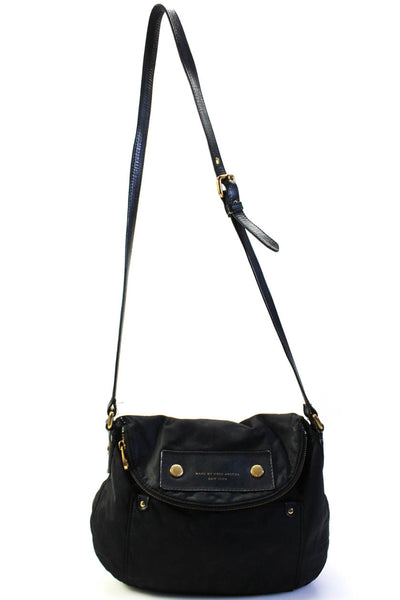 Marc By Marc Jacobs Womens Single Strap Logo Flap Nylon Shoulder Handbag Black