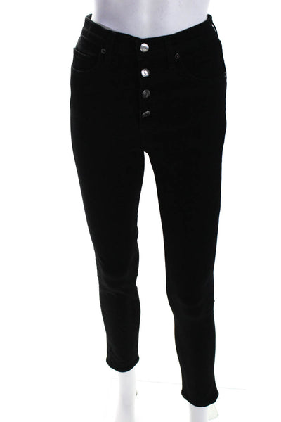 Veronica Beard Womens Cotton Button Fly Mid-Rise Skinny Jeans Black Size 29