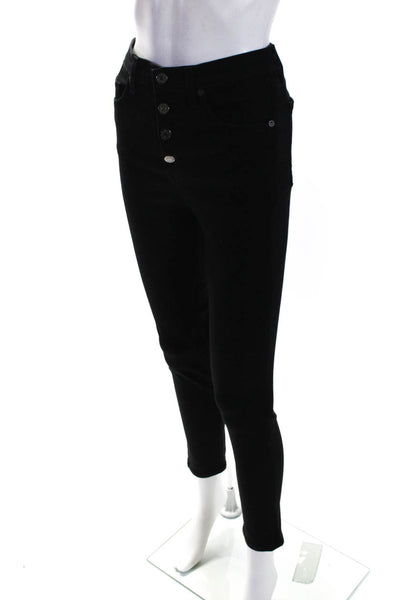 Veronica Beard Womens Cotton Button Fly Mid-Rise Skinny Jeans Black Size 29