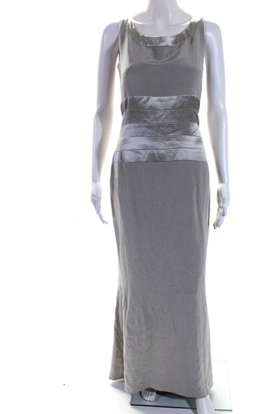 Douglas Hannant Womens Beige Crew Neck Open Back Sleeveless Gown Dress Size 6