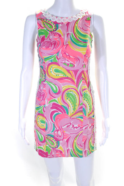 Lily Pulitzer Womens Sleeveless Back Zip Abstract Dress Pink Size 00