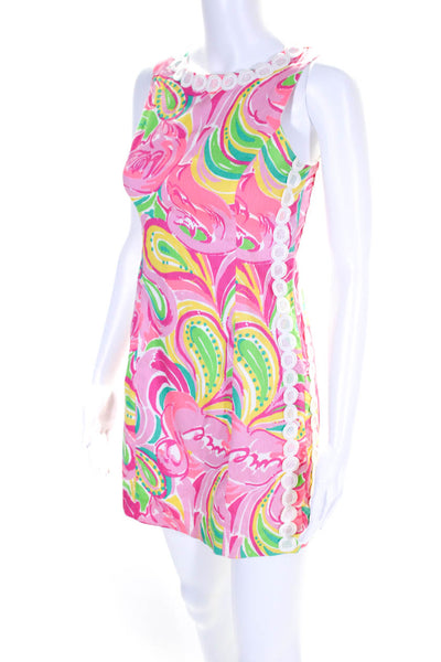 Lily Pulitzer Womens Sleeveless Back Zip Abstract Dress Pink Size 00