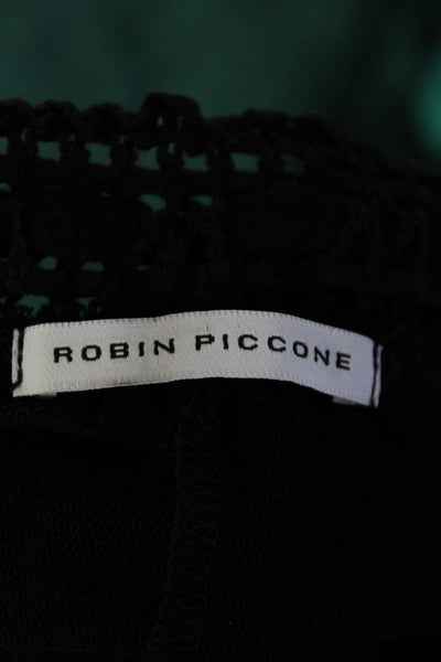 Robin Piccone Womens Drawstring Straight Leg Knit Pants Black Size Small