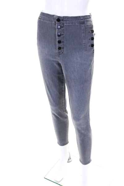 J Brand Womens Front Button Tapered Leg Jeans Denim Gray Size 29