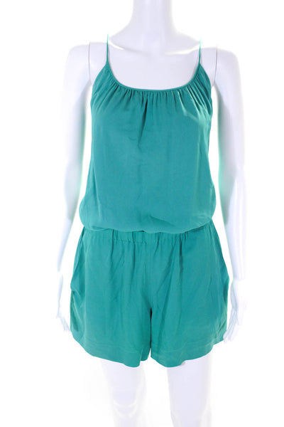 Theory Womens Sleeveless Scoop Neck Elastic Waist Romper Green Size Medium