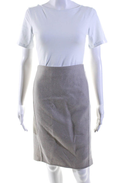 Max Mara Womens Wool Patchwork Textured Zipped Straight Skirt Beige Size EUR44