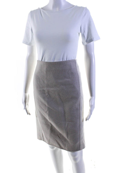 Max Mara Womens Wool Patchwork Textured Zipped Straight Skirt Beige Size EUR44