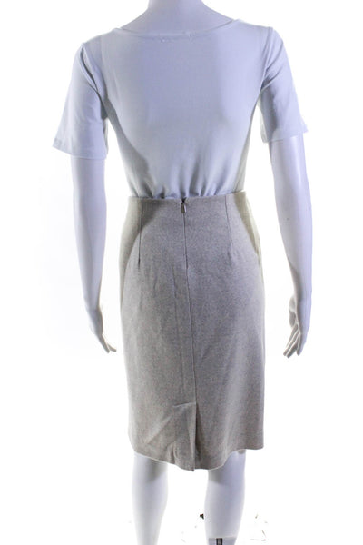 Max Mara Womens Wool Patchwork Textured Zipped Straight Skirt Beige Size EUR44