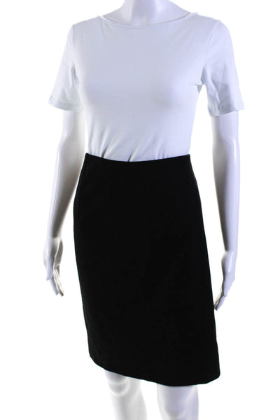 Max Mara Womens Wool Darted Side Zippered Midi Pencil Skirt Black Size EUR46