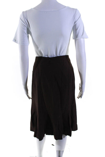 Luca Luca Womens Darted Pleated Hem Back Zip Hook & Eye Skirt Brown Size EUR48