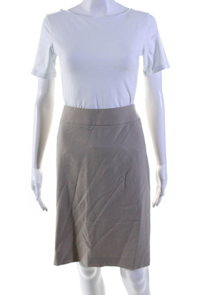 Armani Collezioni Womens Wool Zippered Slip-On Straight Skirt Beige Size 10