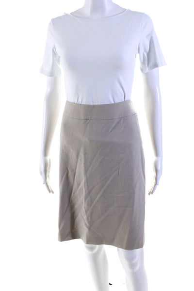 Armani Collezioni Womens Wool Zippered Slip-On Straight Skirt Beige Size 10