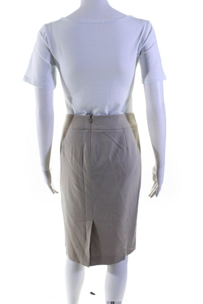 Armani Collezioni Womens Wool Zippered Slip-On Straight Skirt Beige Size 10