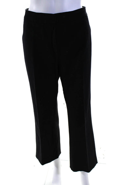 Max Mara Womens Wool Hook & Eye Zipped Straight Leg Dress Pants Black Size 10