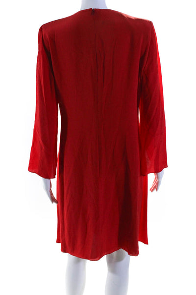 Giorgio Armani Womens Silk V-Neck Knot Layered Long Sleeve Dress Red Size EUR48