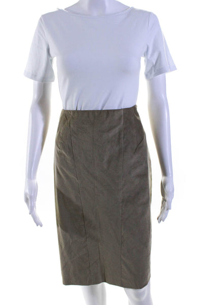 Luca Luca Womens Cotton Patchwork Darted Back Zipped Midi Skirt Tan Size EUR46