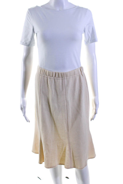 St. John Collection By Marie Gray Womens Wool Peplum Hem Skirt Beige Size 8