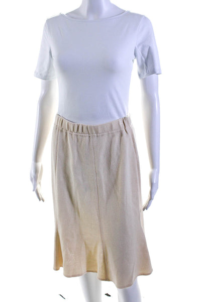 St. John Collection By Marie Gray Womens Wool Peplum Hem Skirt Beige Size 8