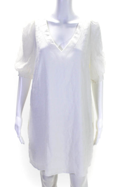 BB Dakota Steve Madden Womens V Neck Short Sleeves Shirt Dress White Size Large