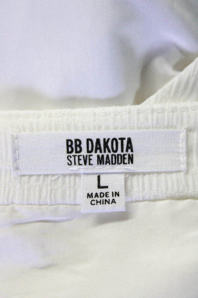 BB Dakota Steve Madden Womens V Neck Short Sleeves Shirt Dress White Size Large