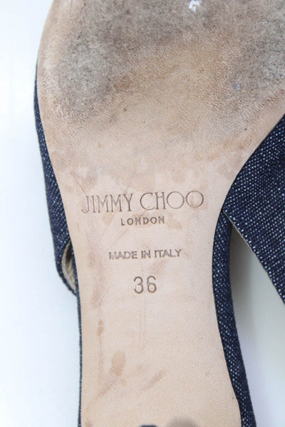 Jimmy Choo Womens Pointed Toe Denim Slingback Heels Blue Size 6