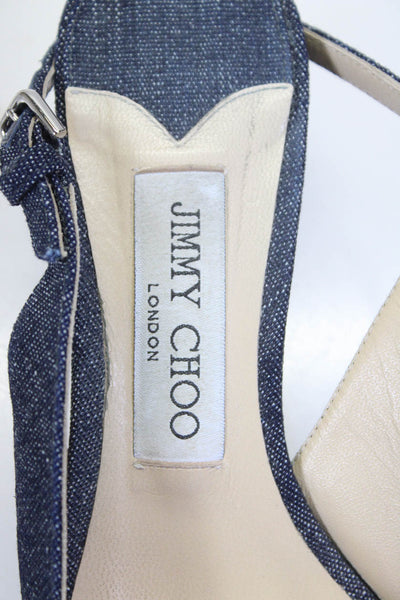 Jimmy Choo Womens Pointed Toe Denim Slingback Heels Blue Size 6