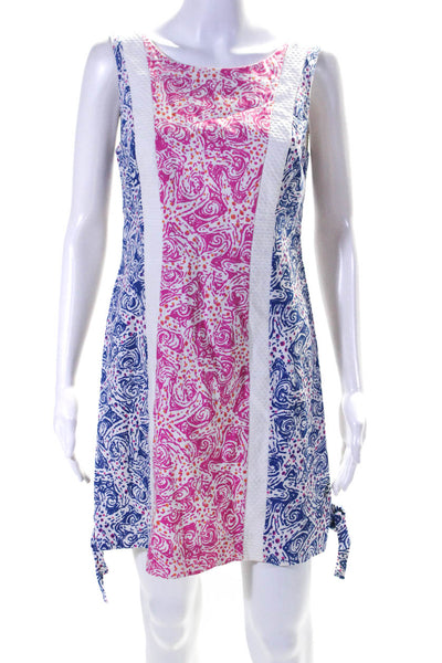 Lilly Pulitzer Womens Color Block Abstract Printed Shift Dress Blue Pink Size 4