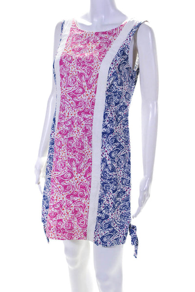 Lilly Pulitzer Womens Color Block Abstract Printed Shift Dress Blue Pink Size 4