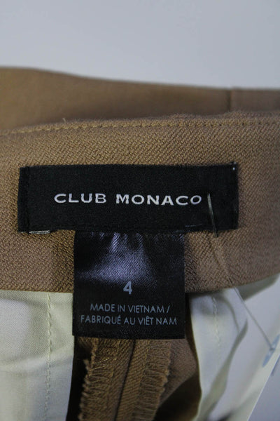 Club Monaco Womens Stretch Cotton High Rise Slim Cut Pants Chinos Brown Size 4