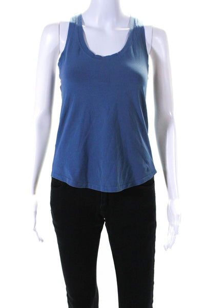 Lululemon Womens Jersey Knit Racer Back Cropped Tank Top T-Shirt Blue Size S