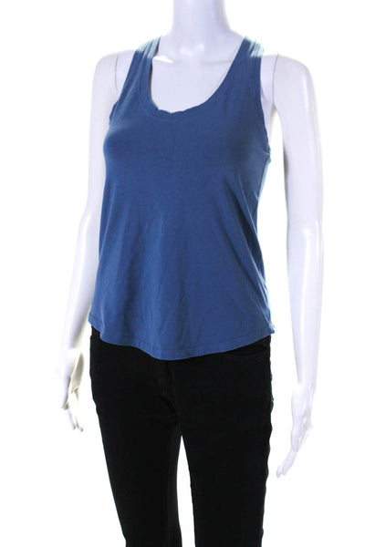 Lululemon Womens Jersey Knit Racer Back Cropped Tank Top T-Shirt Blue Size S