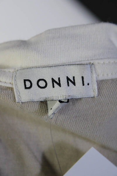 Donni Womens Cotton Long Sleeve Contrast Trim Button Top Top Beige Size XS