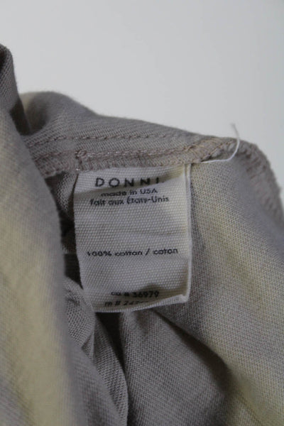 Donni Womens Cotton Long Sleeve Contrast Trim Button Top Top Beige Size XS