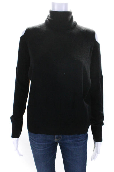 Vince Womens Black Wool Turtleneck Cold Shoulder Pullover Sweater Top Size S