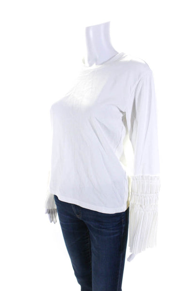 3.1 Phillip Lim Womens White Cotton Crew Neck Bell Long Sleeve Blouse Top SizeXS