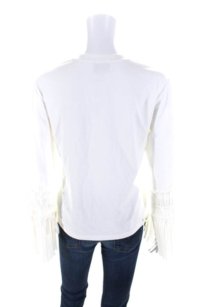 3.1 Phillip Lim Womens White Cotton Crew Neck Bell Long Sleeve Blouse Top SizeXS