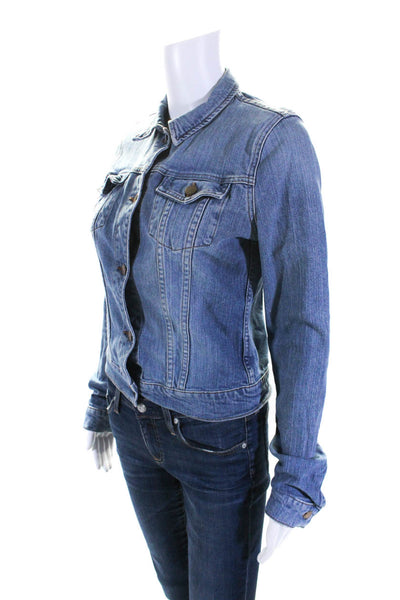 J Brand Womens Blue Medium Wash Collar Long Sleeve Denim Jacket Size S