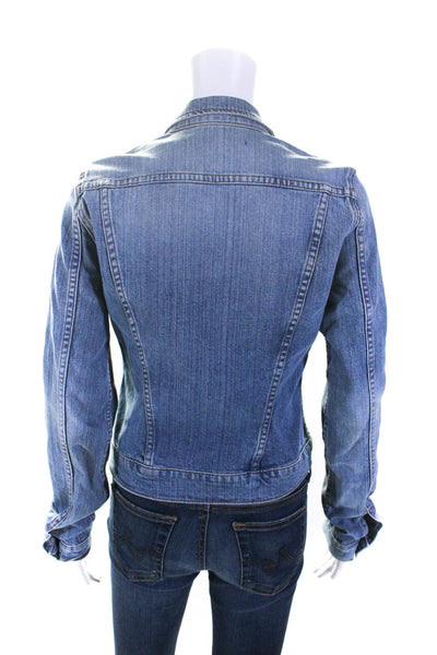 J Brand Womens Blue Medium Wash Collar Long Sleeve Denim Jacket Size S