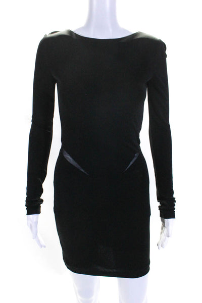 T Alexander Wang Womens Black Mesh Crew Neck Long Sleeve Shift Dress Size XS