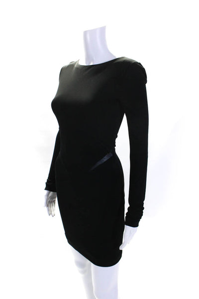 T Alexander Wang Womens Black Mesh Crew Neck Long Sleeve Shift Dress Size XS