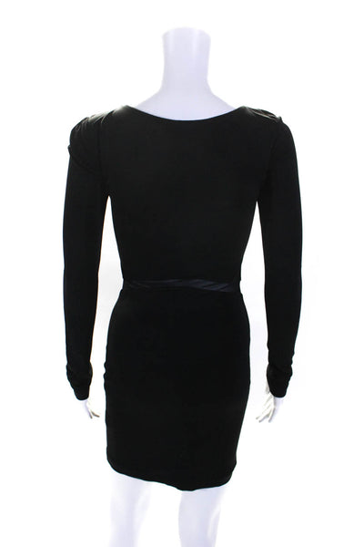 T Alexander Wang Womens Black Mesh Crew Neck Long Sleeve Shift Dress Size XS