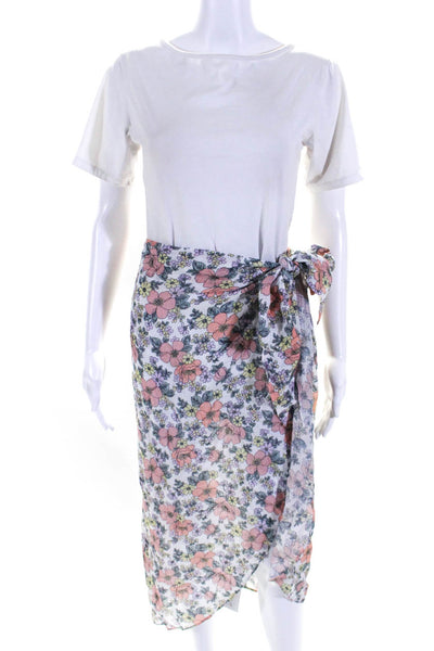 Veronica Beard Womens Floral Print Maxi Wrap Skirt Multi Colored Size Small