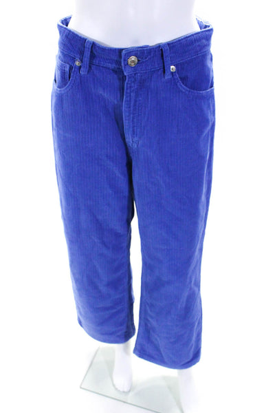 Zara Womens High Waist Corduroy Wide Leg Pants Blue Size 10